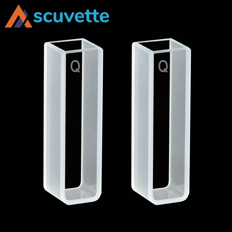 2 Pcs 10mm Optical Path Quartz Cuvette Cells with Lids