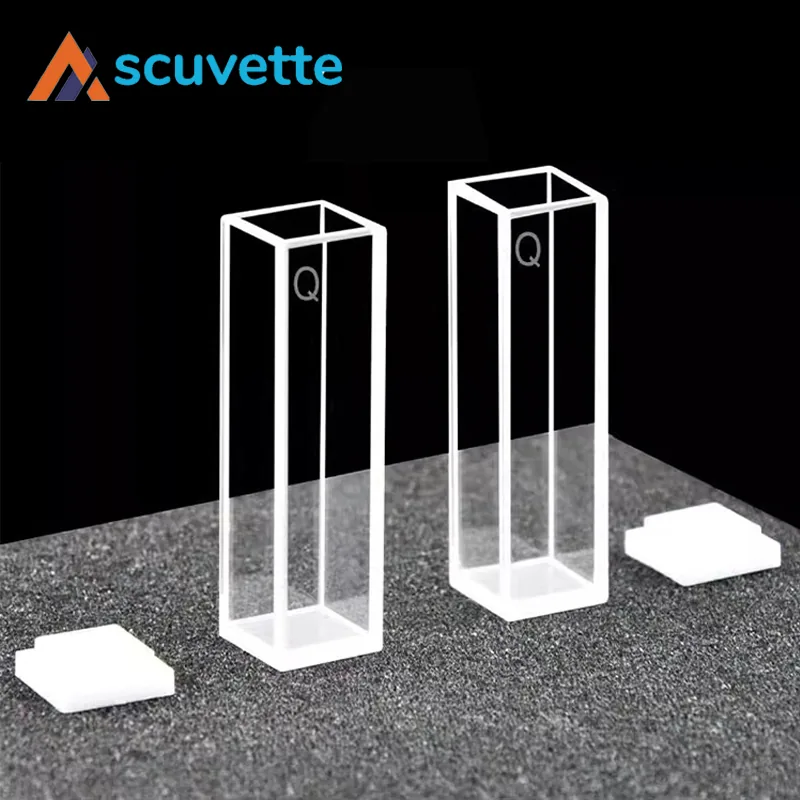2 pcs quartz cuvette cells with lids, 10mm optical path