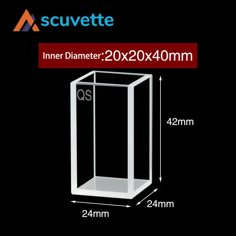 20mm Quartz Cubic Cuvette 4-Port Open Top 12.8mL 24x24x42mm