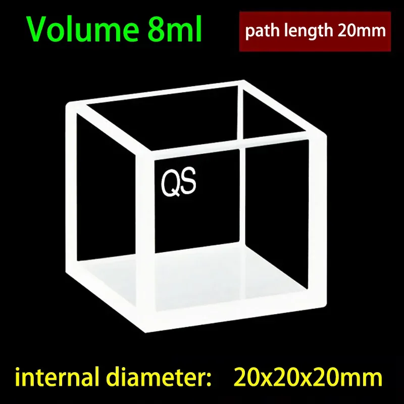 20mm Quartz Cubic Cuvette 4-Port Open Top 6.4mL 24x24x22mm dimensions