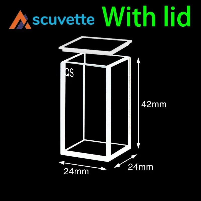 20mm Quartz Cubic Cuvette 5-Port with Quartz Lid 12.8mL 24x24x42mm
