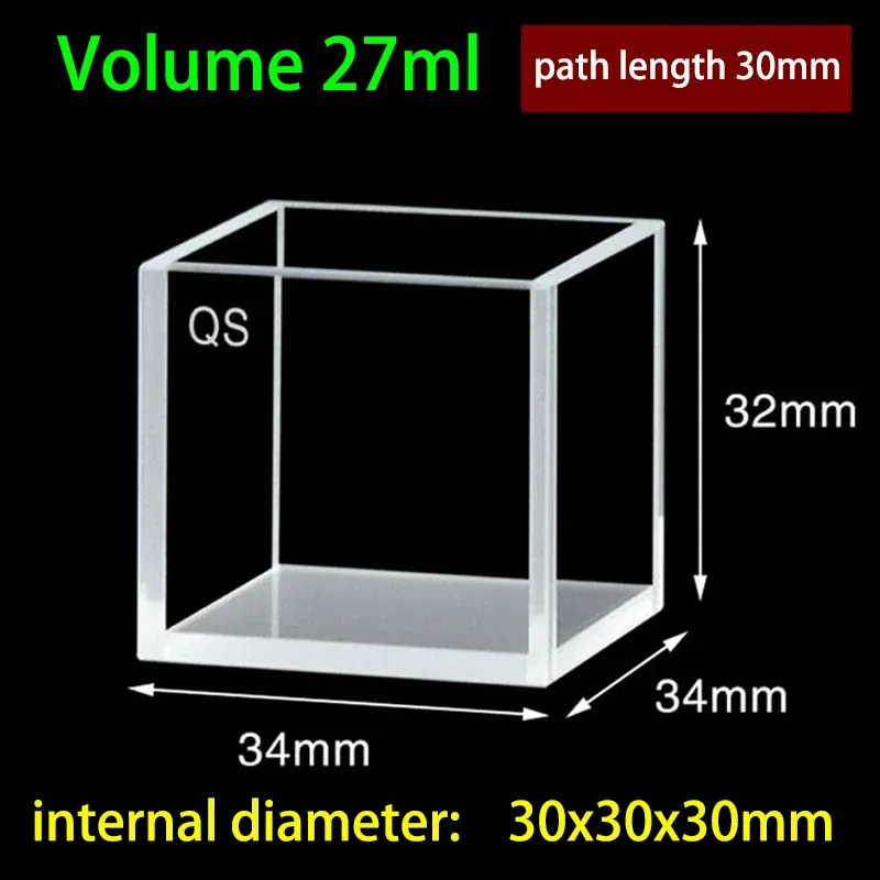 30mm Quartz Cubic Cuvette 4-Port with Quartz Lid 22mL 34x34x32mm 2
