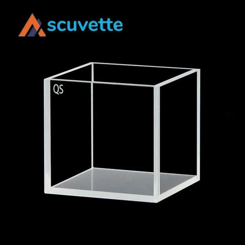 40mm Quartz Cubic Cuvette 4-Port Open Top 51mL 44x44x42mm