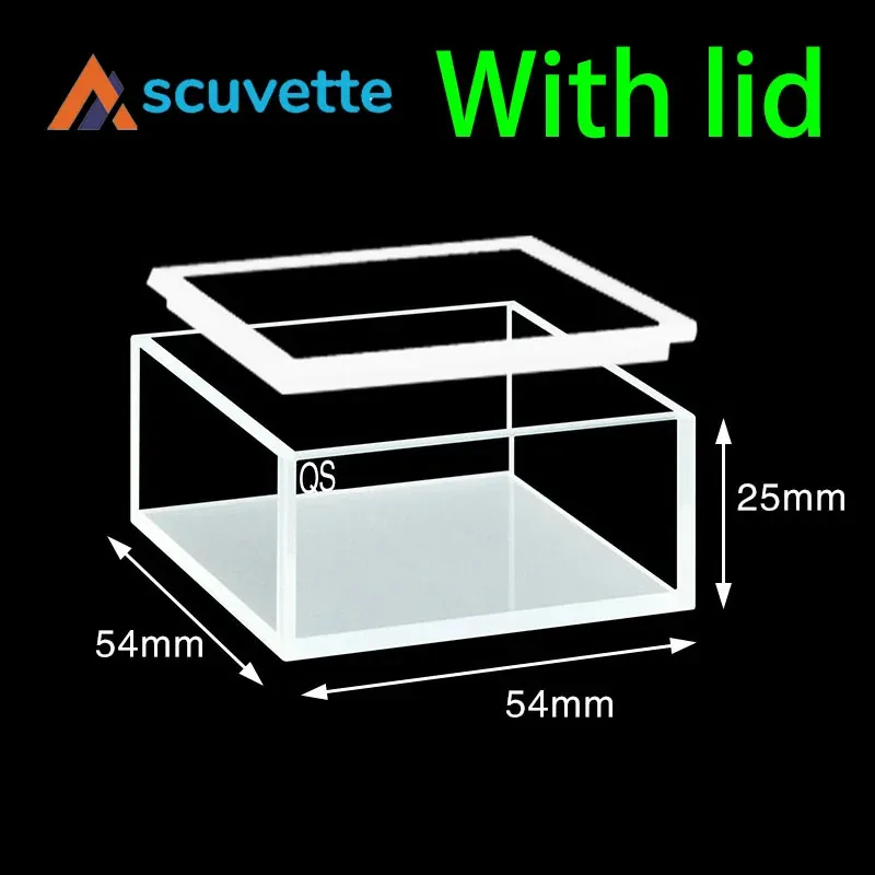 50mm Quartz Cubic Cuvette 4-Port with Quartz Lid 46mL 54x54x25mm