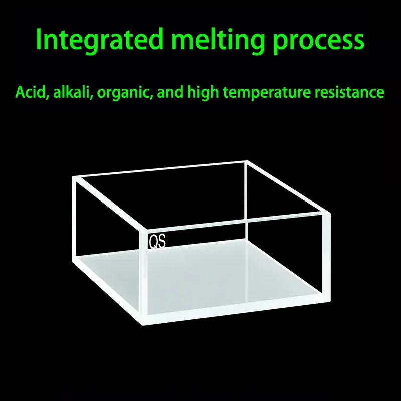 50mm Quartz Cubic Cuvette 4-Port with Quartz Lid 46mL 54x54x25mm 4
