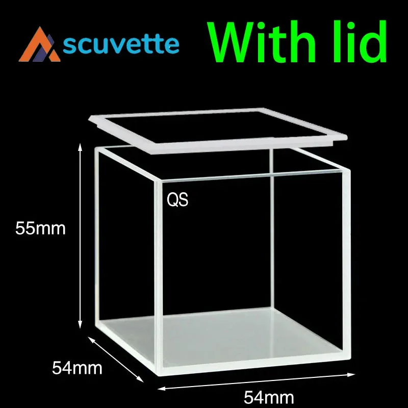 50mm Quartz Cubic Cuvette 4-Port with Quartz Lid 106mL 54x54x55mm