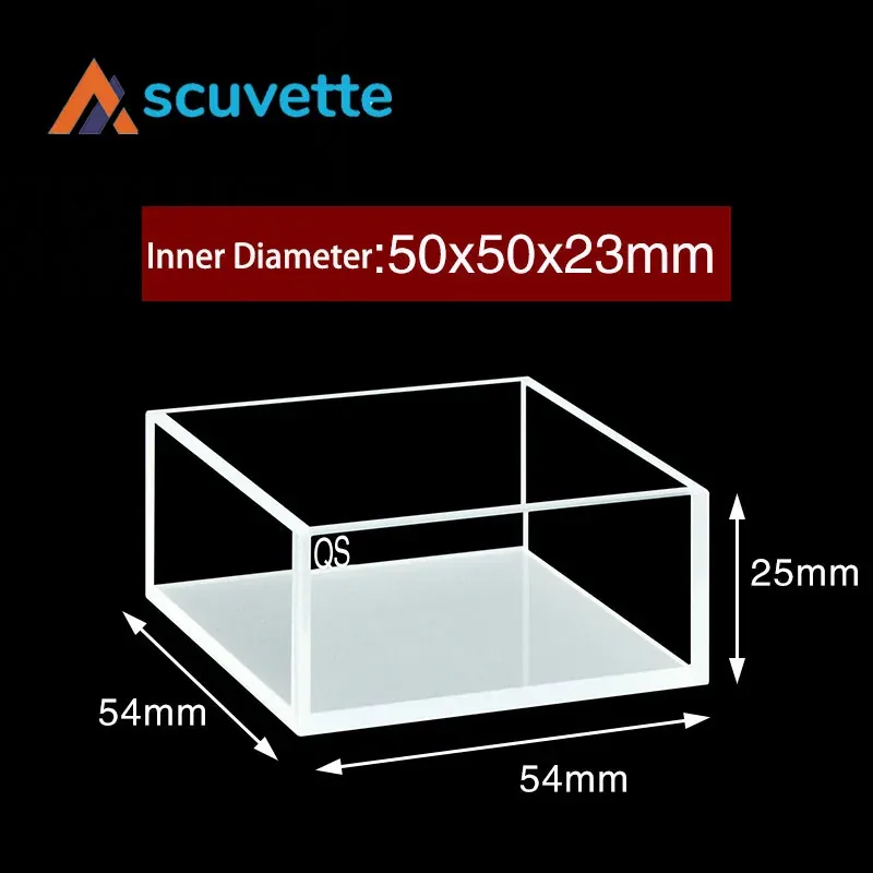 50mm Quartz Cubic Cuvette 4-Port Open Top 46mL 54x54x25mm