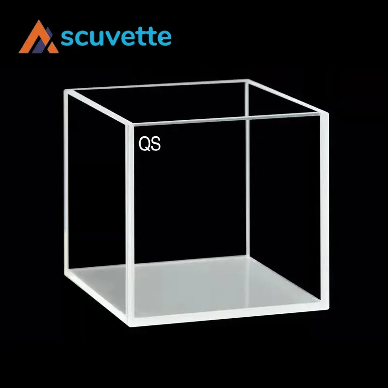 50mm Quartz Cubic Cuvette 4-Port Open Top 106mL 54x54x55mm