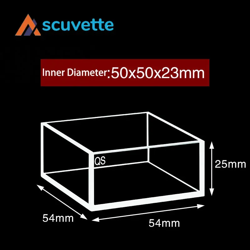 50mm Quartz Cubic Cuvette 5-Port Open Top 46mL 54x54x25mm