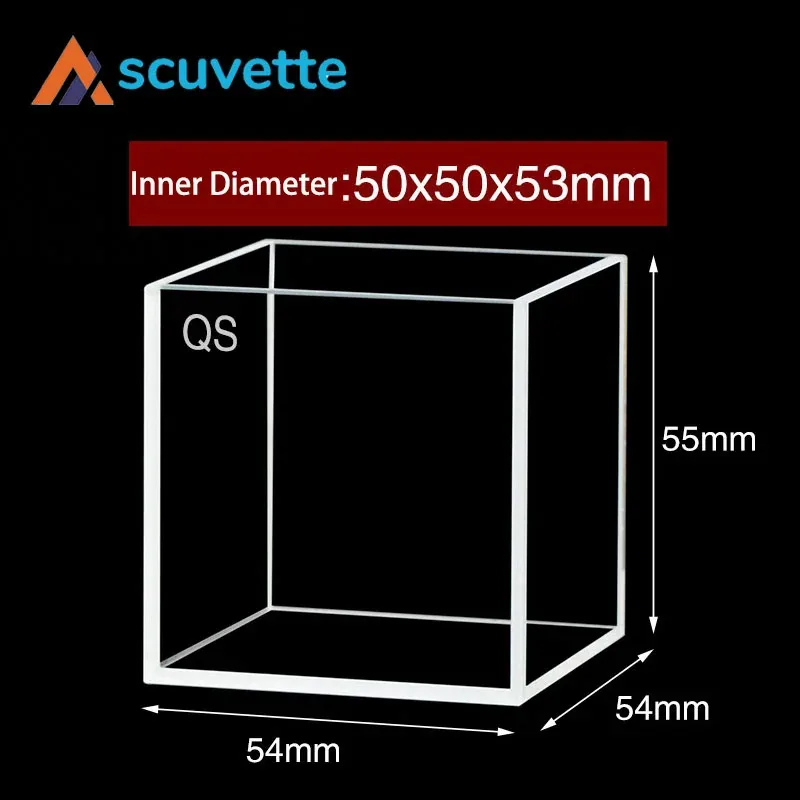 50mm Quartz Cubic Cuvette 5-Port Open Top 106mL 54x54x55mm