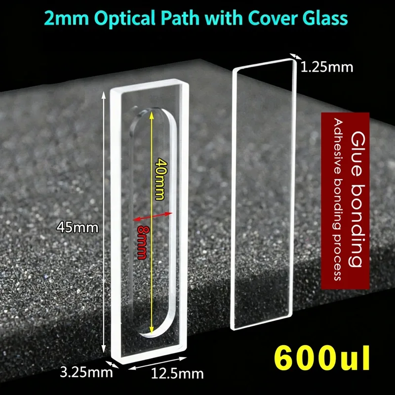 2 mm path demountable quartz cuvette With Cover Glass 600 µL — Scuvette