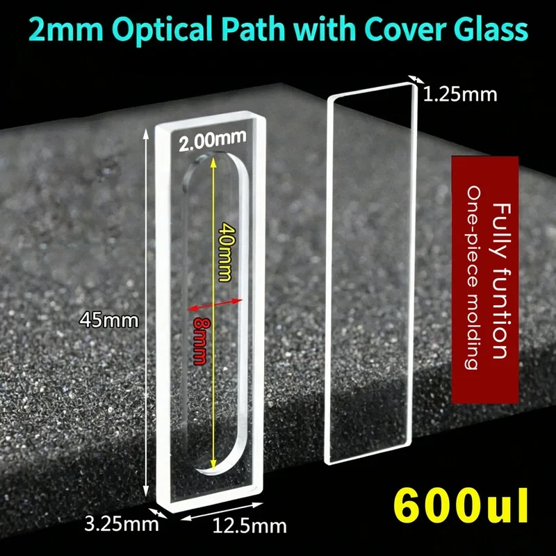 2 mm path demountable quartz cuvette With Cover Glass 600 µL — Scuvette