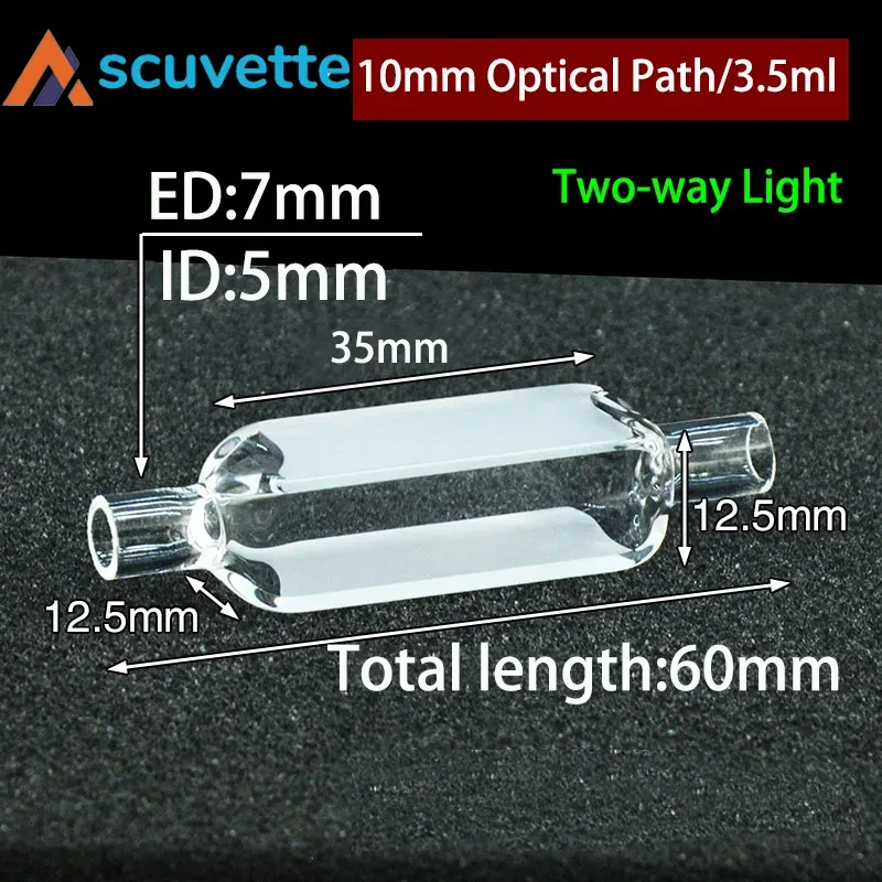 10mm Quartz Flow Cuvette Two Ends Open 3.5mL 7mm Tube