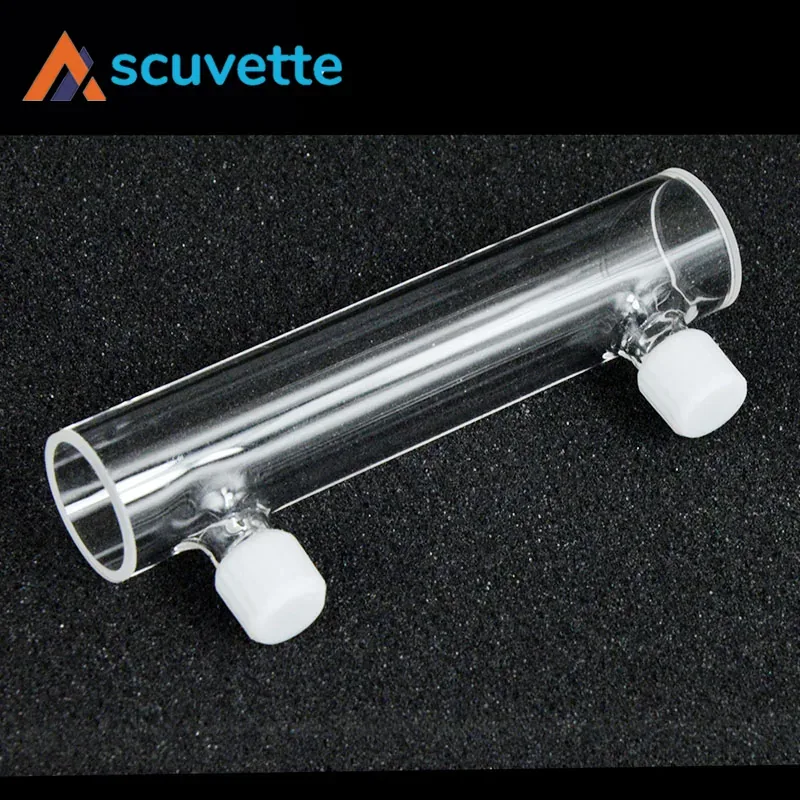 100mm Quartz Cylindrical Flow Cuvette, Two Ends M10 Thread, 28mL