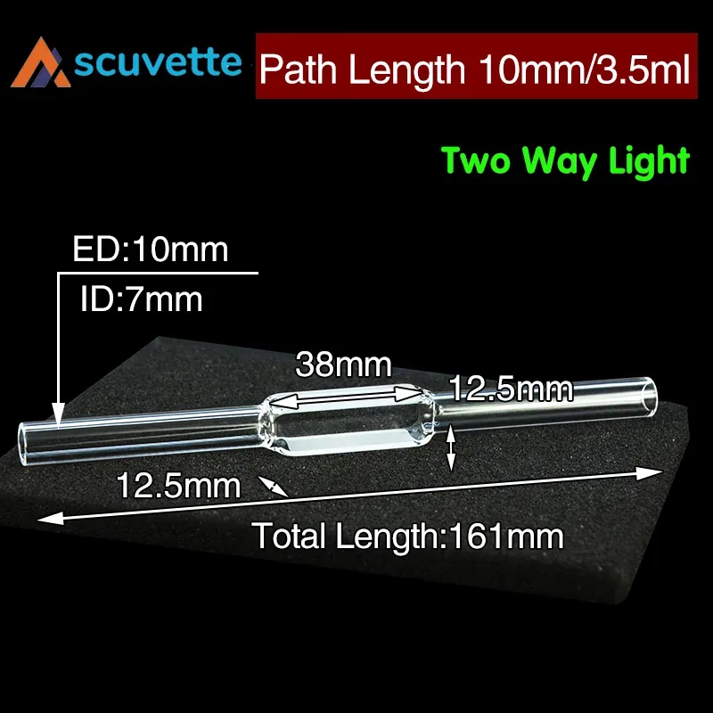 10mm Quartz Flow Cuvette, Two Ends Open, 3.5mL, 10mm Tube, Optical Contact for UV Spectrophotometer HPLC FIA
