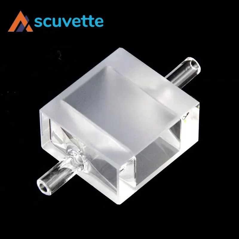 20mm Quartz Flow Cuvette with Funnels, Two Ends Open, 2.6mL, 4mm Tube