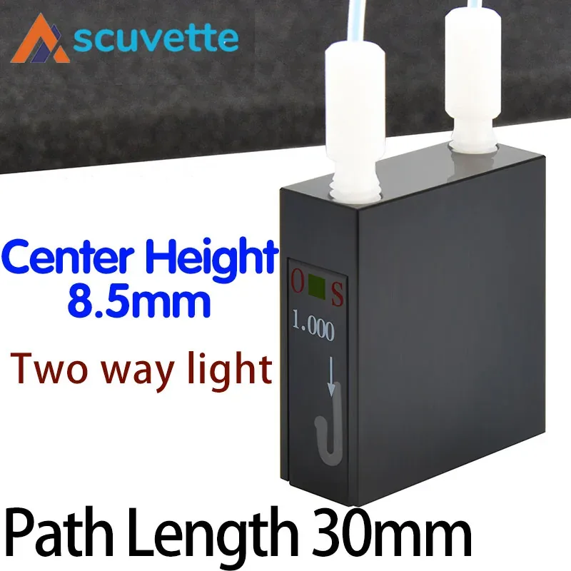 30mm Black Wall Micro Flow Cuvette, 96uL, M6 Thread, 8.5mm Center