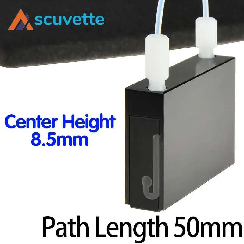 50mm Black Wall Micro Flow Cuvette, 350uL, M6 Thread, 8.5mm Center