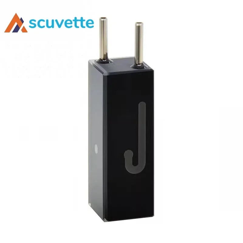 10mm Quartz Micro Flow Cuvette, Three-Port, 32uL, Stainless Steel Connectors