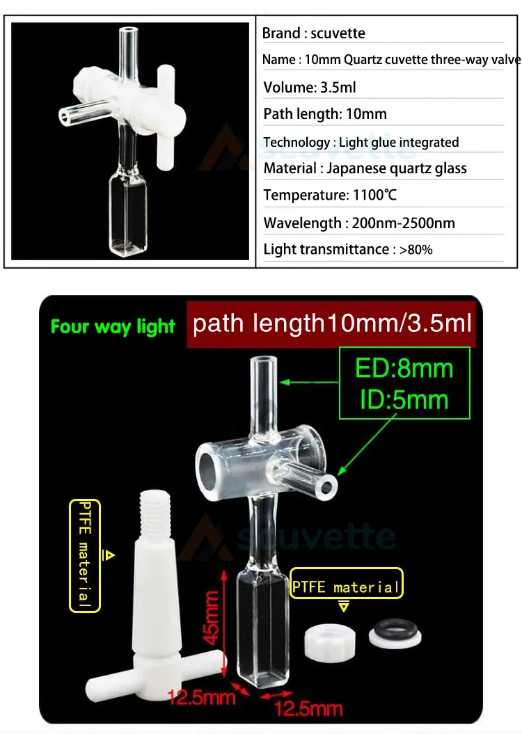 Five-way light square base PTFE three-way valve detail