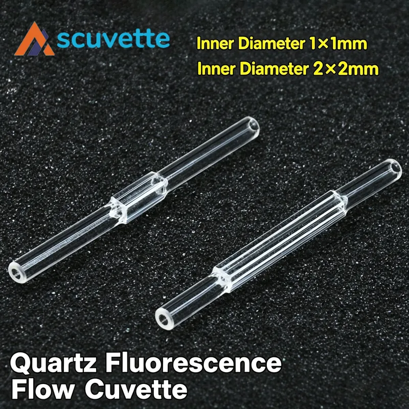2mm Quartz Micro Flow Cuvette, Four-Port, 40uL, 4mm Tube, 60mm