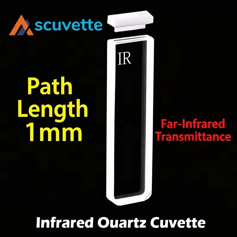 1mm Cuve en quartz IR, Chemin optique à 2 voies, 350µL, JGS3 silice fondue