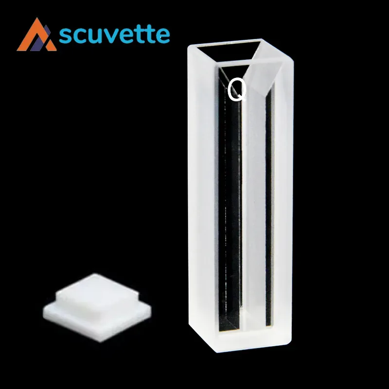 2pcs 4mm Micro Quartz UV Cuvette Cell with Lid