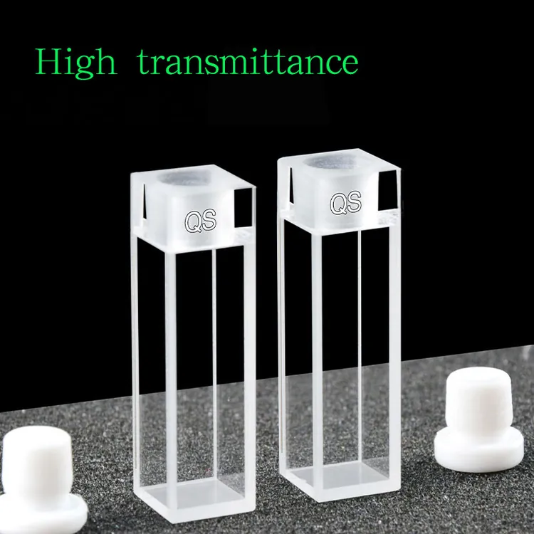 High Transmittance grade four-way quartz cuvette with stopper