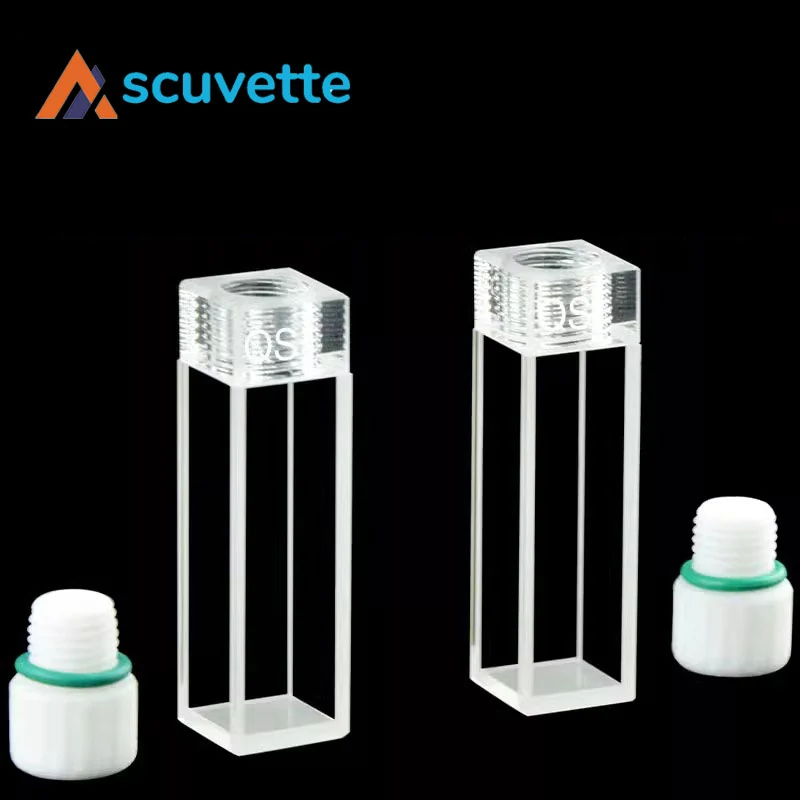 10mm Quartz Screw Cap Cuvette 4-Port Internal M10 Thread