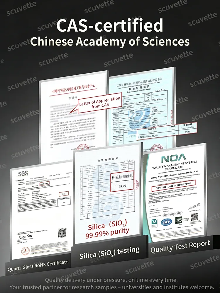 CAS certified Chinese Academy of Sciences quality certificates and 99.99% SiO2 test report