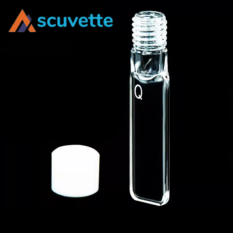 0.2mm Quartz Screw Cap Cuvette 4-Port 70µL Fully Sealed M10 Thread