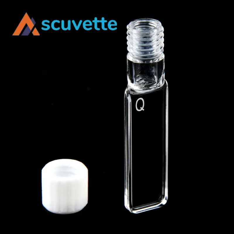 1mm Quartz Screw Cap Cuvette 4-Port 350µL Fully Sealed M10 Thread