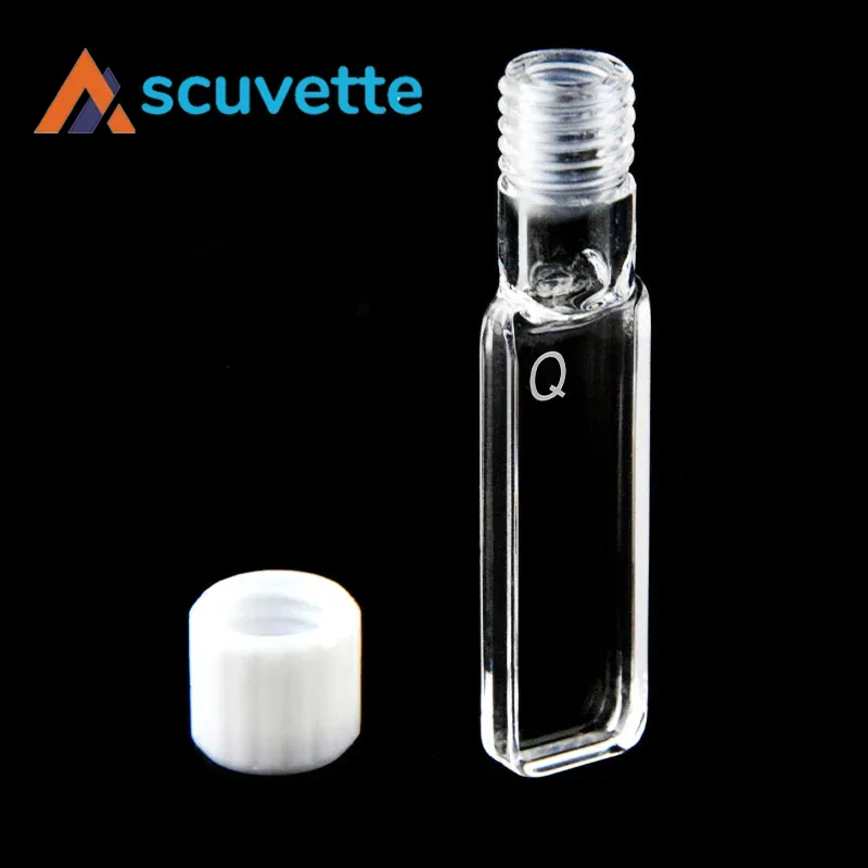 2mm Quartz Screw Cap Cuvette 4-Port 700µL Fully Sealed M10 Thread