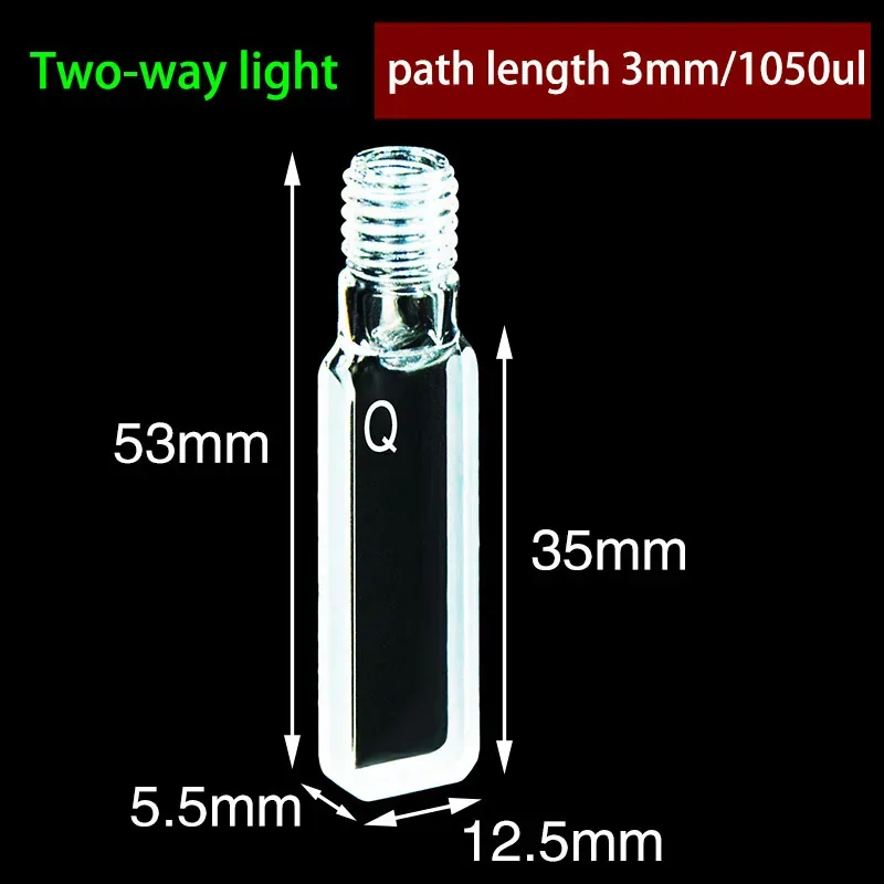 3mm quartz screw cap cuvette detail