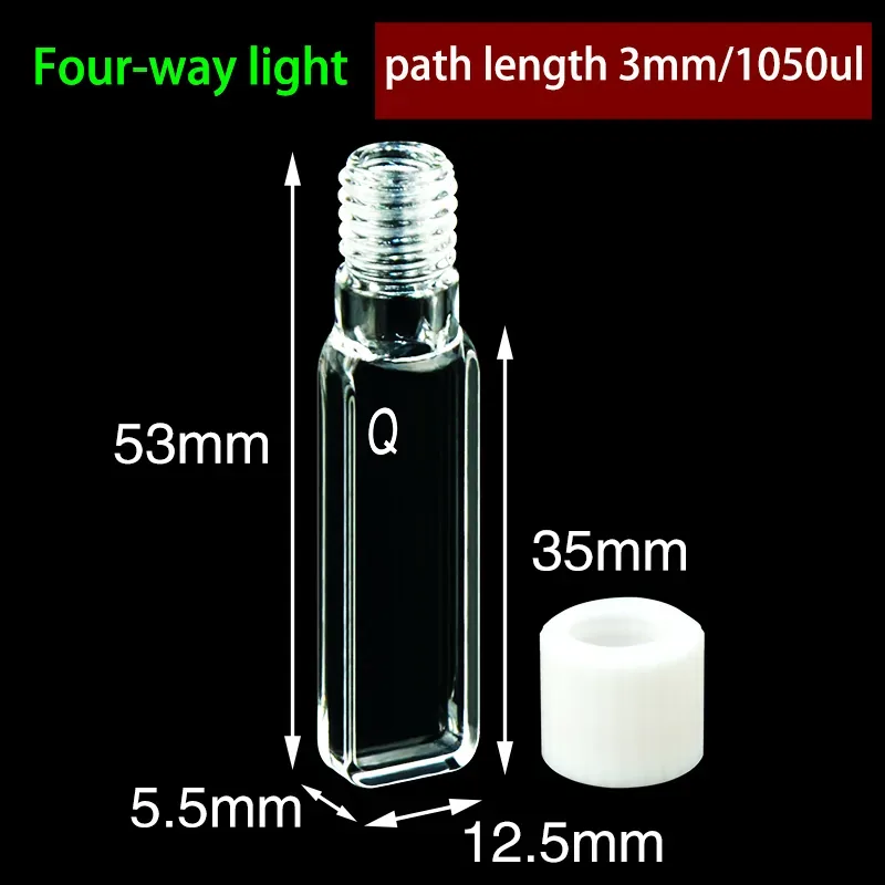 3mm quartz screw cap cuvette detail