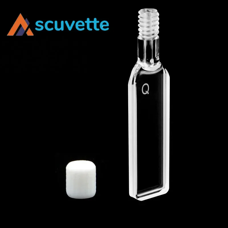 1mm Quartz Screw Cap Cuvette Two-Way 350µL Fully Sealed M6 Thread