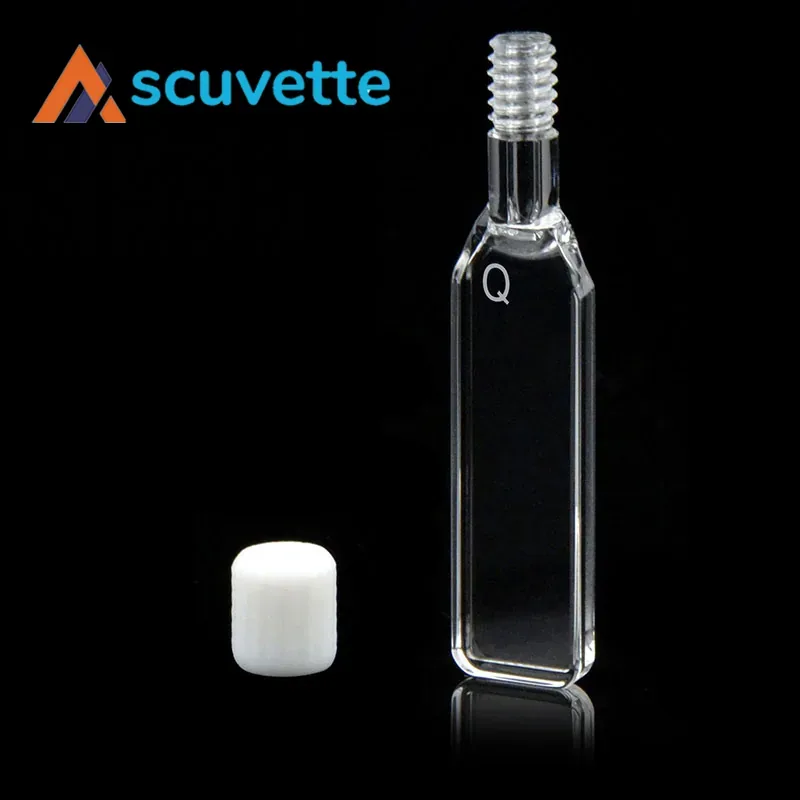 1mm Quartz Screw Cap Cuvette 4-Port 350µL Fully Sealed M6 Thread