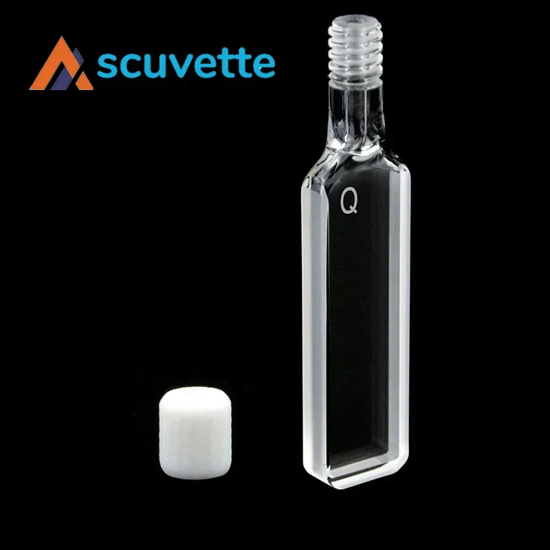 2mm Quartz Screw Cap Cuvette Two-Way 700µL Fully Sealed M6 Thread