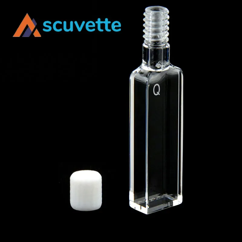 5mm Quartz Screw Cap Cuvette 4-Port 1.75mL Fully Sealed M7 Thread
