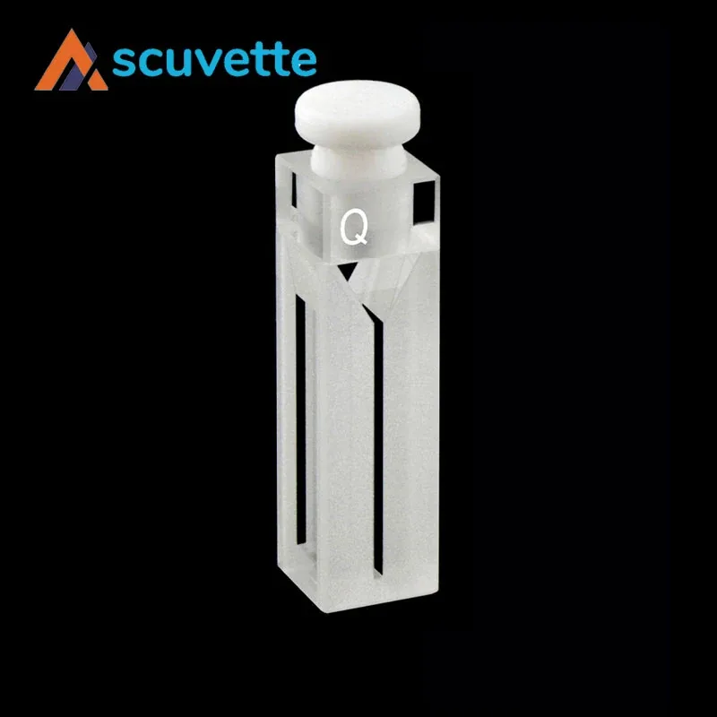 1 mm slit four-way stoppered micro quartz cuvette 350 µL High transmission — Scuvette
