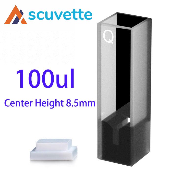 quartz ultra-micro cuvette cell, 100uL, 10mm optical path, 8.5 mm center height, two-way, suitable for spectrophotometer trace analysis