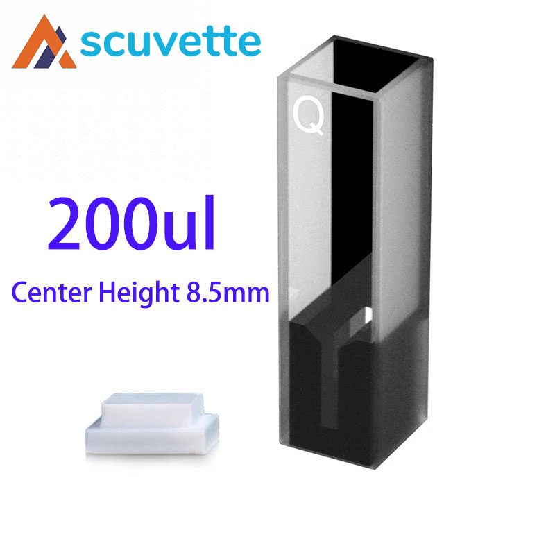 quartz ultra-micro cuvette cell, 200uL, 10mm optical path, 8.5 mm center height, two-way, suitable for spectrophotometer trace analysis