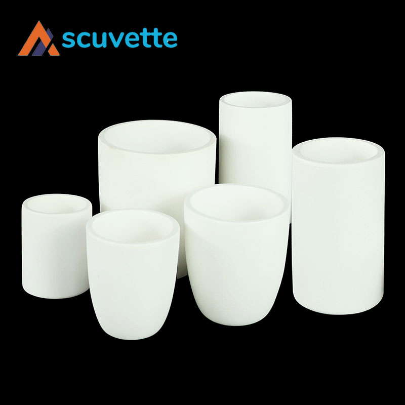 Yttria (Y2O3) crucibles — cylindrical and arc tapered high-purity ceramic crucibles